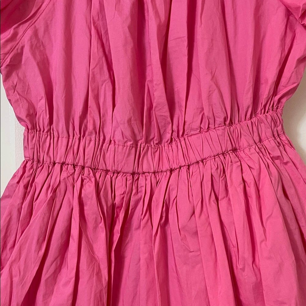 Peach Love California Bubble Hem Hot Pink Ruffle Tie-Front Mini Dress - Picture 12 of 12